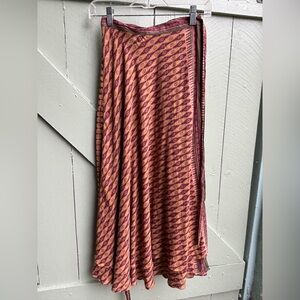 Free People Rust and Plum Printed Maxi Skirt